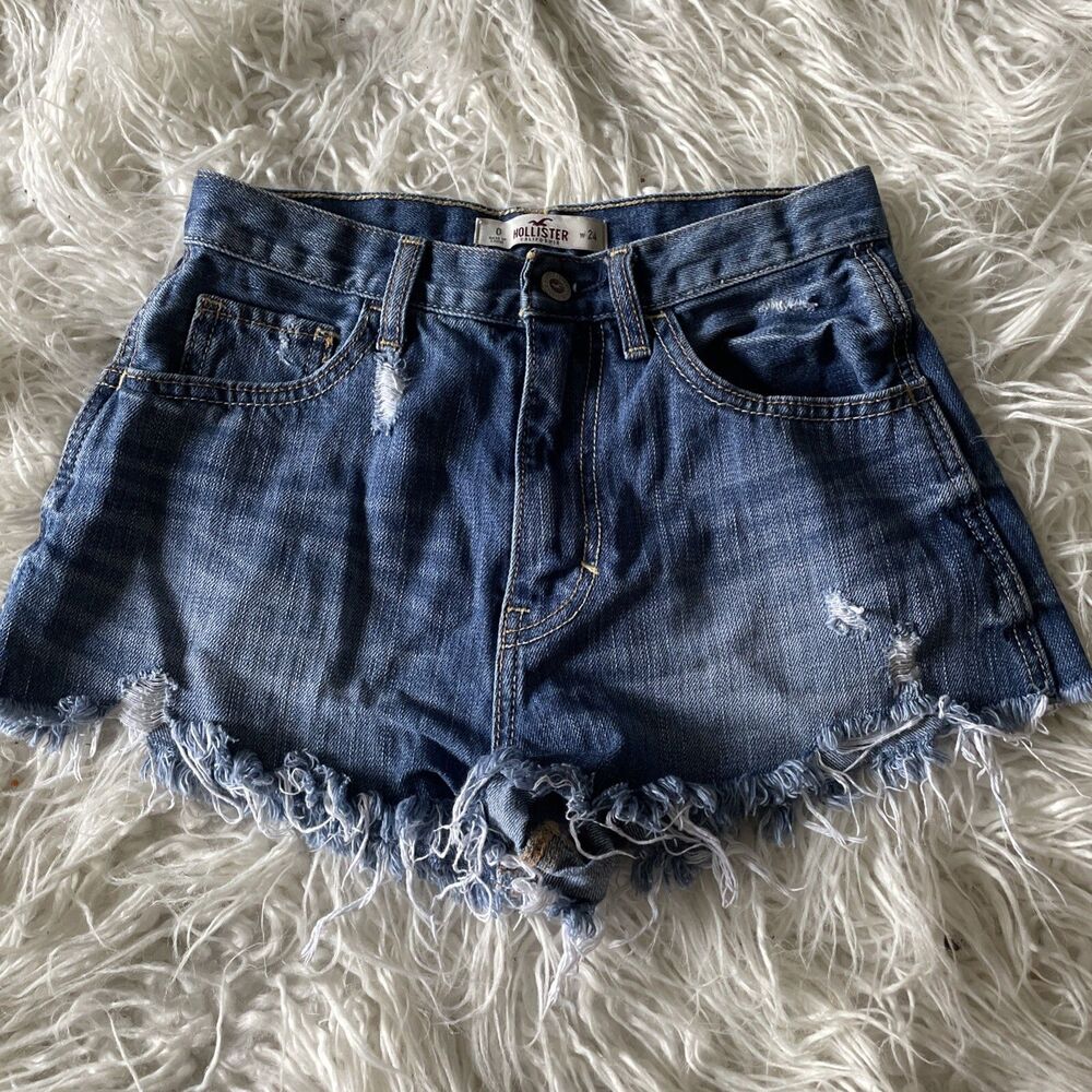 Hollister Cut Off Blue Jean Denim Shorts Womens Size 0 W24